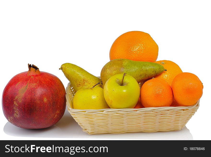 Fresh tropical fruits isolated on white background