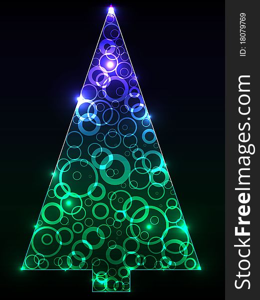 Neon christmas tree. Vector illustration. Neon christmas tree. Vector illustration