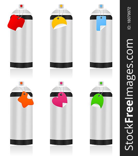 Capacity with an aerosol of different colours. A illustration