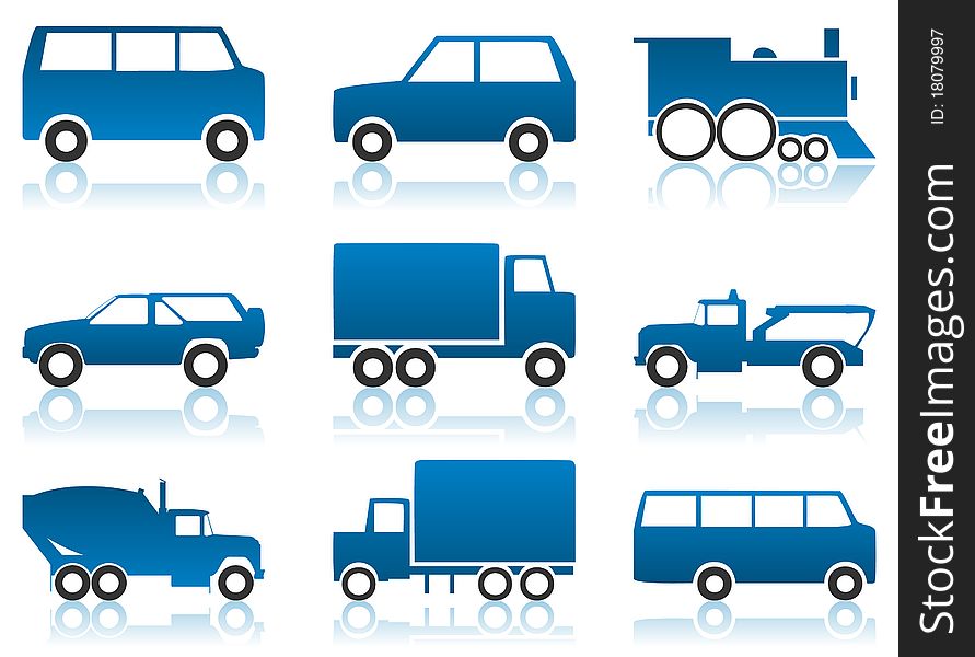 Set of icons of cars. A illustration. Set of icons of cars. A illustration