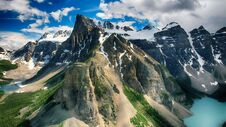 Moraine Lake, Valley Of The Ten Peaks, Banff National Park, Beautiful Landscape, Alberta, Canada Stock Photos Moraine Lake, Valley Of The Ten Peaks, Banff National Park, Beautiful Landscape, Alberta, Canada Stock Photos