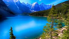 Moraine Lake, Banff National Park, Beautiful Landscape, Alberta, Canada, Valley Of The Ten Peaks Royalty Free Stock Photo Moraine Lake, Banff National Park, Beautiful Landscape, Alberta, Canada, Valley Of The Ten Peaks Royalty Free Stock Photo