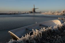 Frozen Dutch River Royalty Free Stock Images