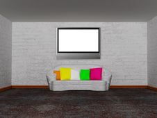 Room With White Couch And Lcd Tv Royalty Free Stock Image Room With White Couch And Lcd Tv Royalty Free Stock Image