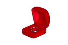 Ring In Open Red Velvet Box Isolated On White Stock Images