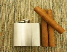Cigars And Hip-flask Stock Images Cigars And Hip-flask Stock Images