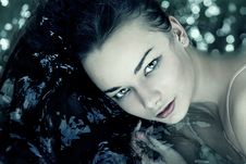 Woman Portrait Water Stock Photo