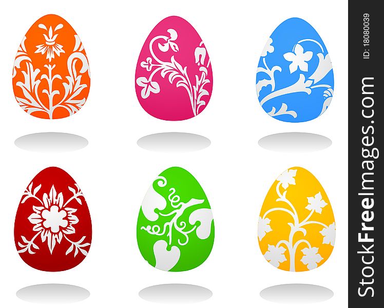 Set of Easter eggs of different colour. A illustration. Set of Easter eggs of different colour. A illustration