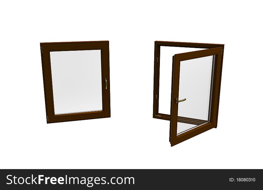 Two brown windows on a white background