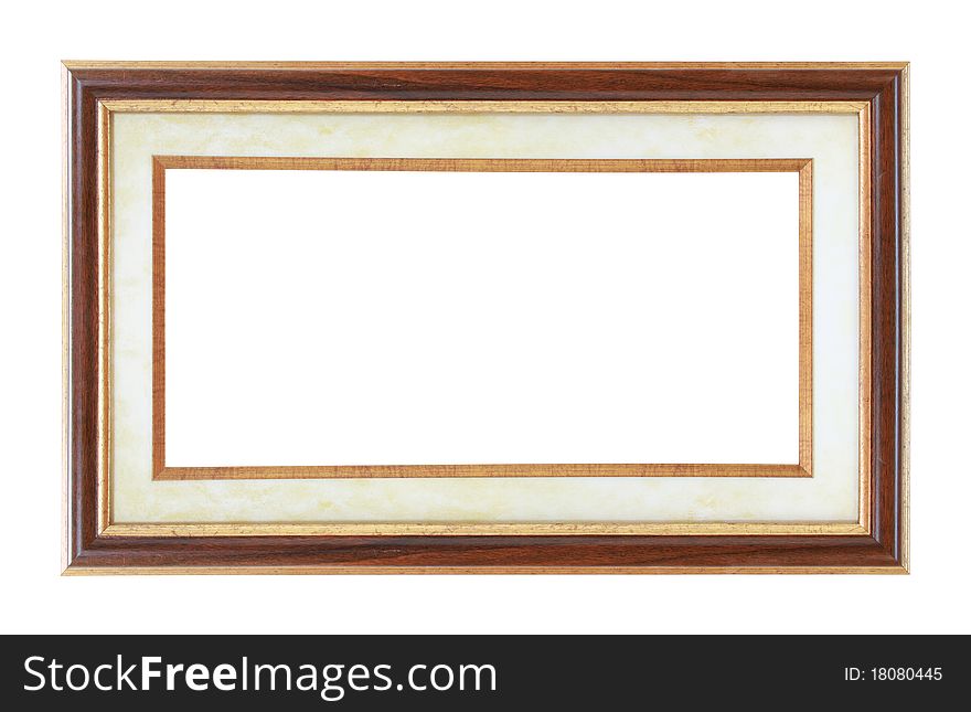 Antique wooden frame isolated on a white background