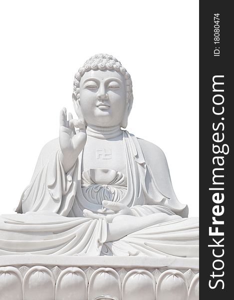 White Buddhist on isolated background