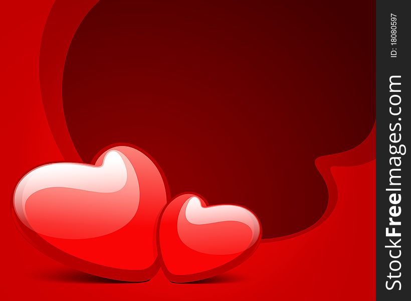 Two red hearts Valentine's day background