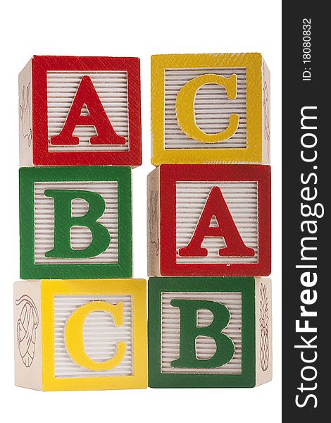 Wooden blocks with letters and numbers for the development of intelligence in children.