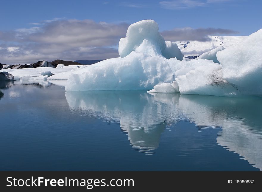 Iceberg floting under glacier in Iceland