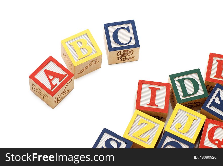 Cubes with letters isolated on white background