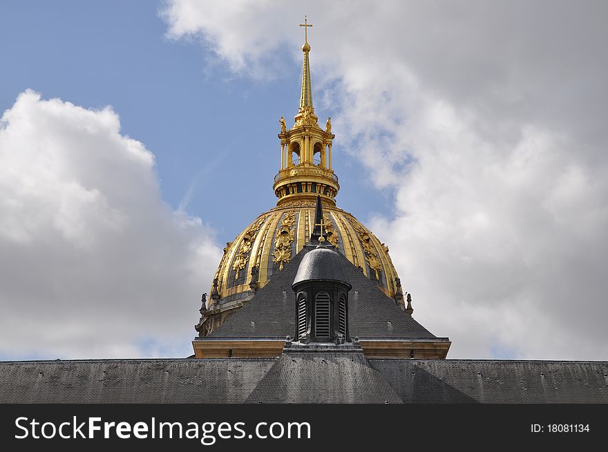 Dome des Invalides - historical building in France. Dome des Invalides - historical building in France