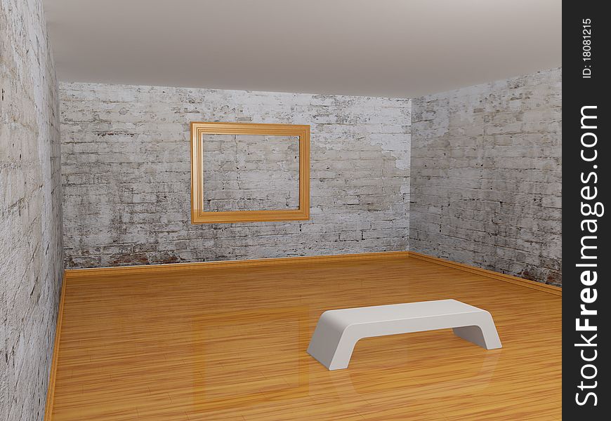 Empty gallery with picture frame