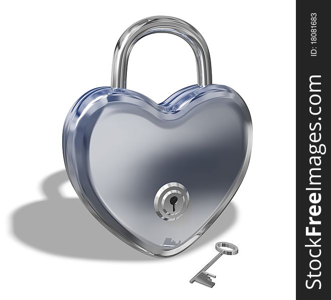 3D Illustration Of a Heart Shaped Lock. 3D Illustration Of a Heart Shaped Lock.