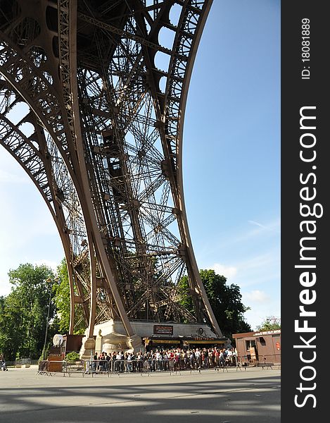 Visitors to Eiffel Tower in Paris. Visitors to Eiffel Tower in Paris