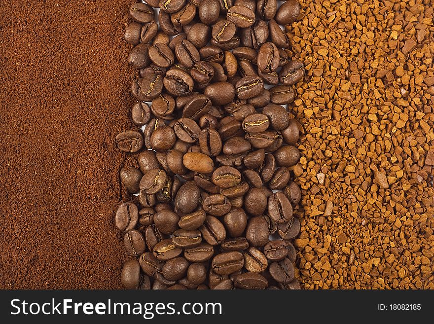 Background of three kinds of cofee. Background of three kinds of cofee