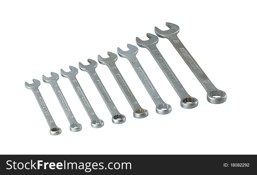 Set of wrenches isolated on a white background