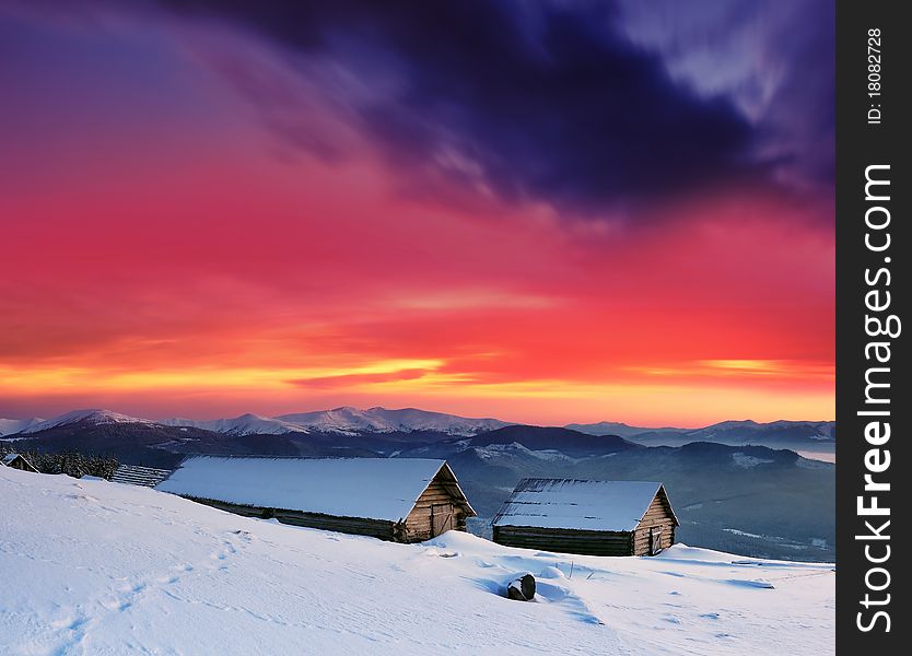 Winter Landscape In Mountains