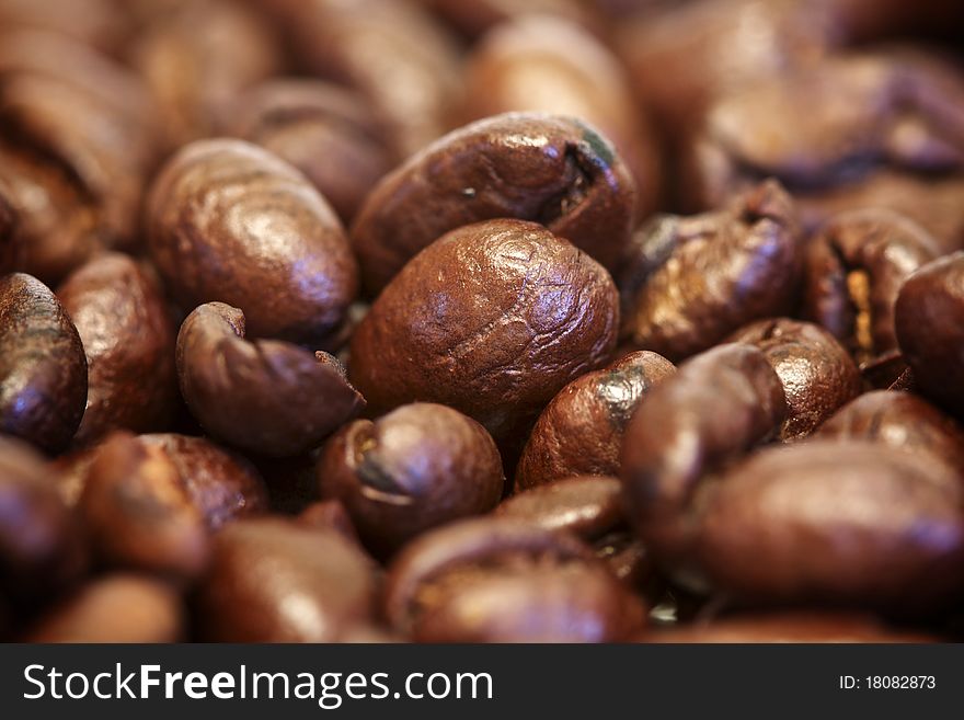 Macro image of roasted coffee beans. Macro image of roasted coffee beans