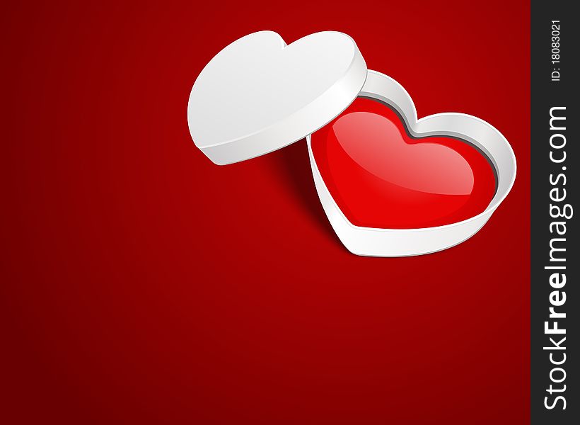 Open gift heart Valentine's day background