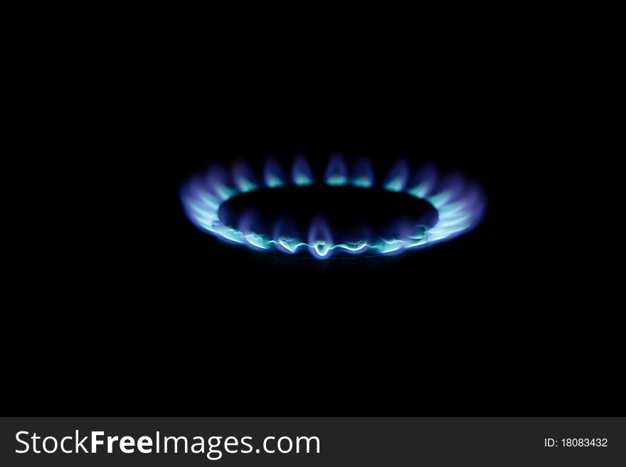 Gas torch (ring) with a dark blue flame