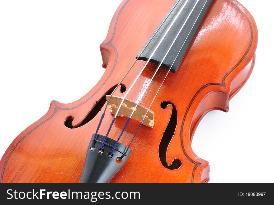 Part of violin on white background