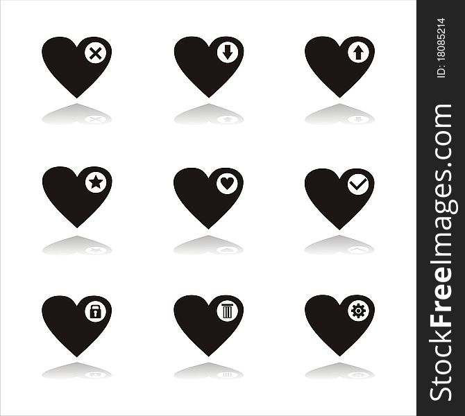 Black hearts icons