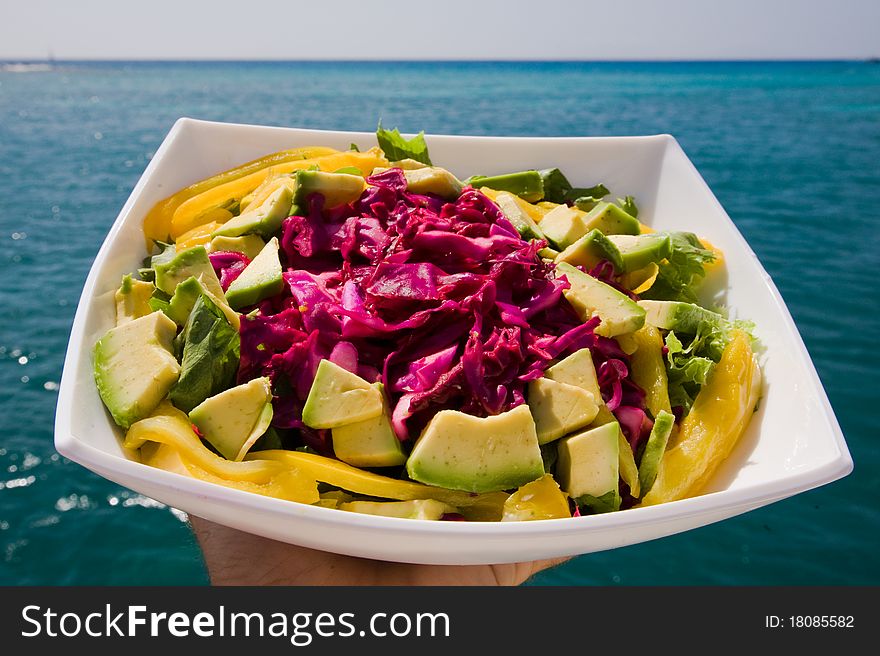 Misc salad of vegetable in tropical beach