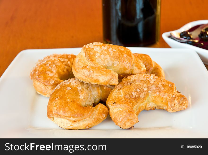 White Plate Of Golden Croissonts