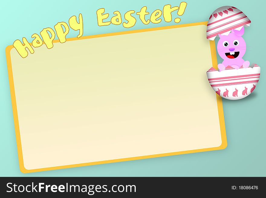 Happy Easter bunny in an egg card