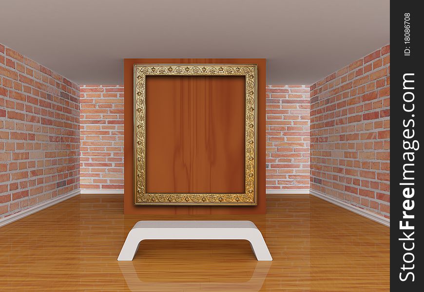 Gallery's hall with bench and picture frame. Gallery's hall with bench and picture frame