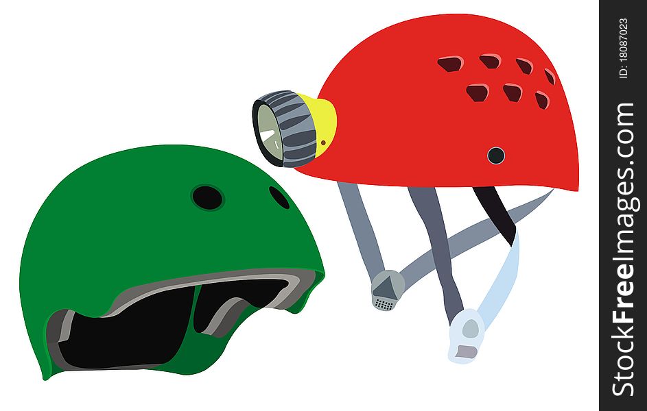 This image represents two safety helmets for different purpose. This image represents two safety helmets for different purpose