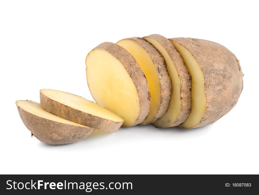 Cut potatoes isolated on a white background. Cut potatoes isolated on a white background