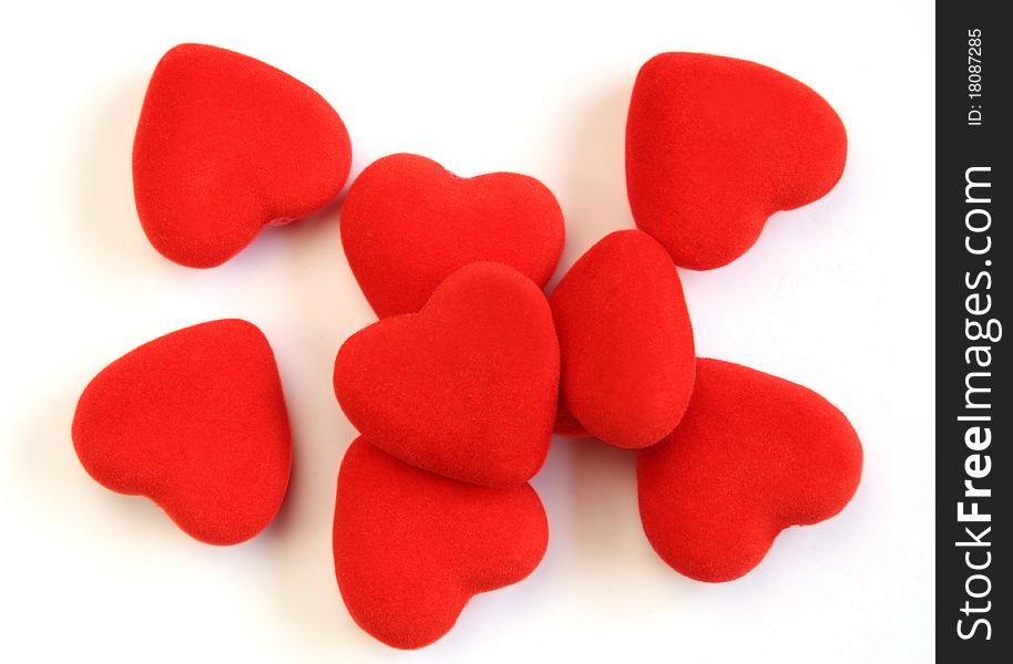 Red fluffy hearts piled on each other. Red fluffy hearts piled on each other.