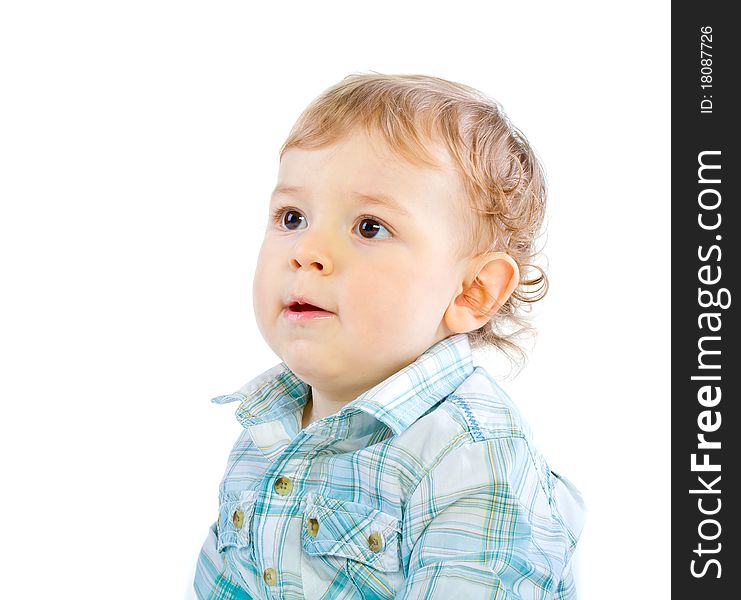 Emotion Happy Cute Baby Boy over white isolated