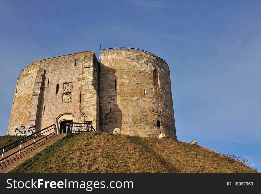 Cliffords Tower, remnants of an English castle in York England. Cliffords Tower, remnants of an English castle in York England