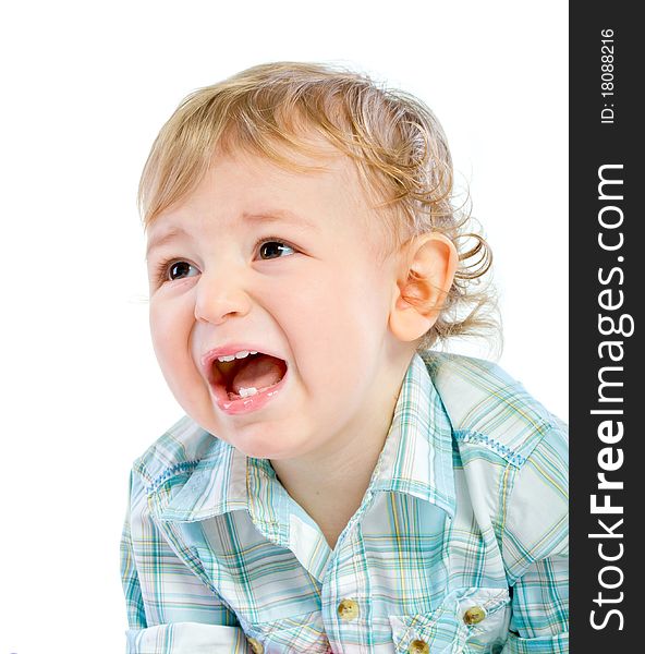 Emotion Happy Cute Baby Boy Over White