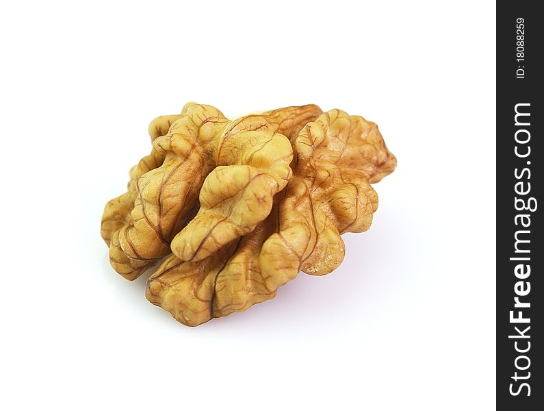 Kernel walnuts on a white background