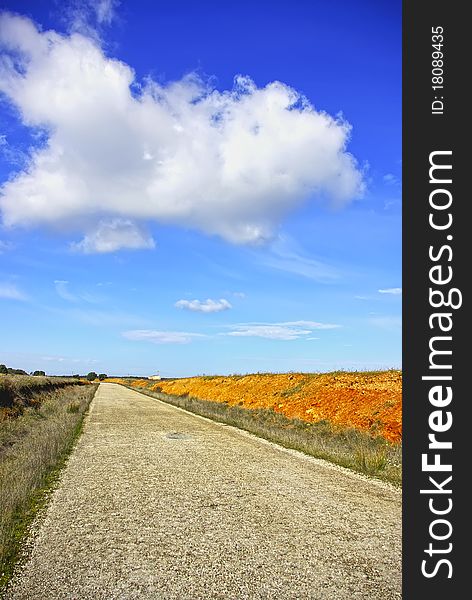 Old road and clouds.