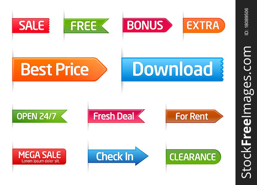 Colorful collection of sale labels, stickers and banners