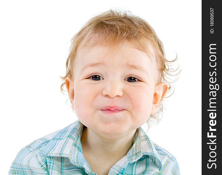 Emotion Happy Cute Baby Boy Over White