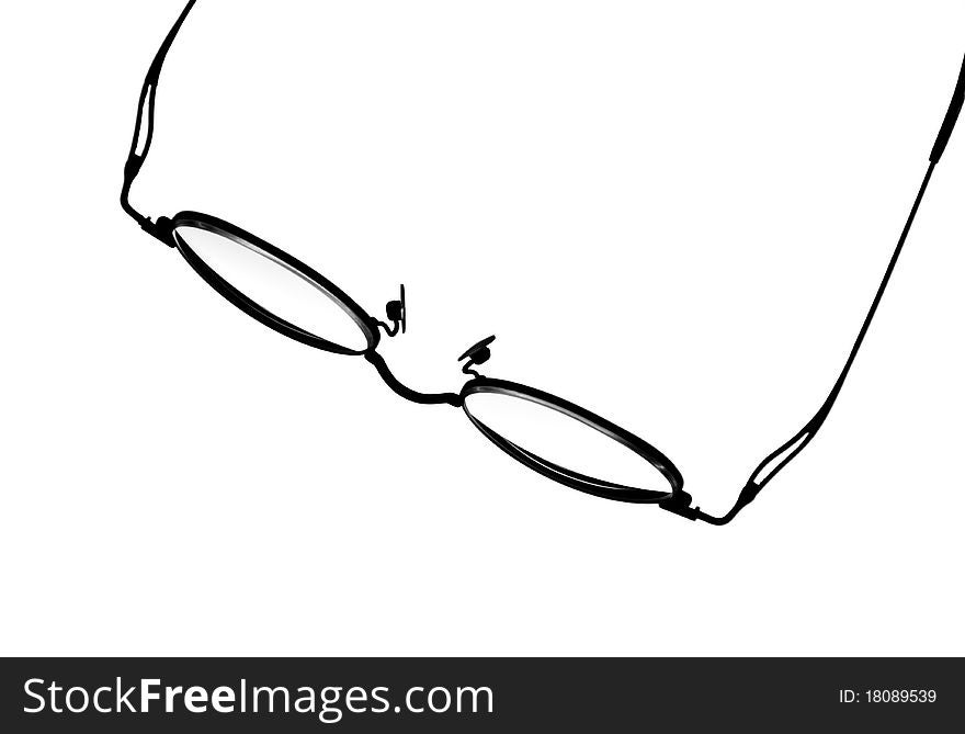 Macro eyeglasses shape on white