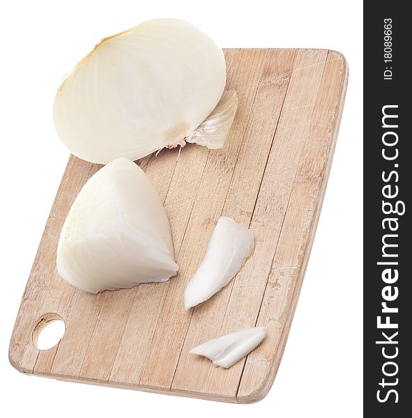 Sliced White Onions on a Wooden Chopping Block