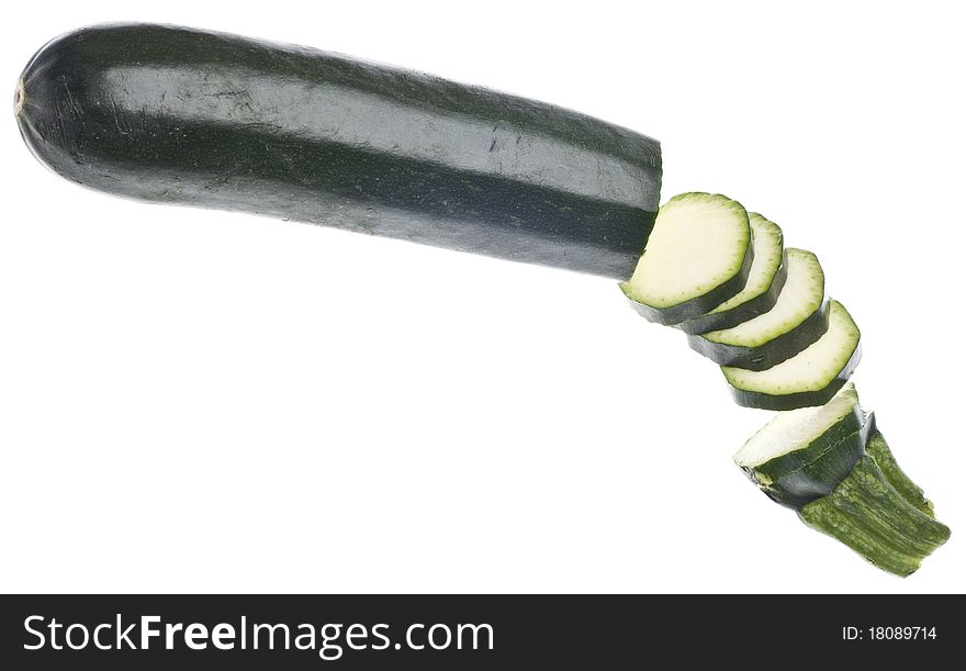 Fresh Zucchini Sliced Isolated on White with a Clipping Path.