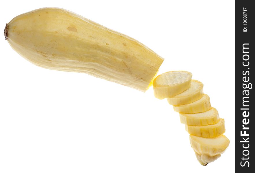 Fresh Yellow Squash  Sliced Isolated on White with a Clipping Path.