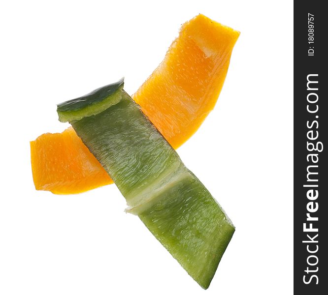 Sliced Peppers Isolated on White with a Clipping Path.